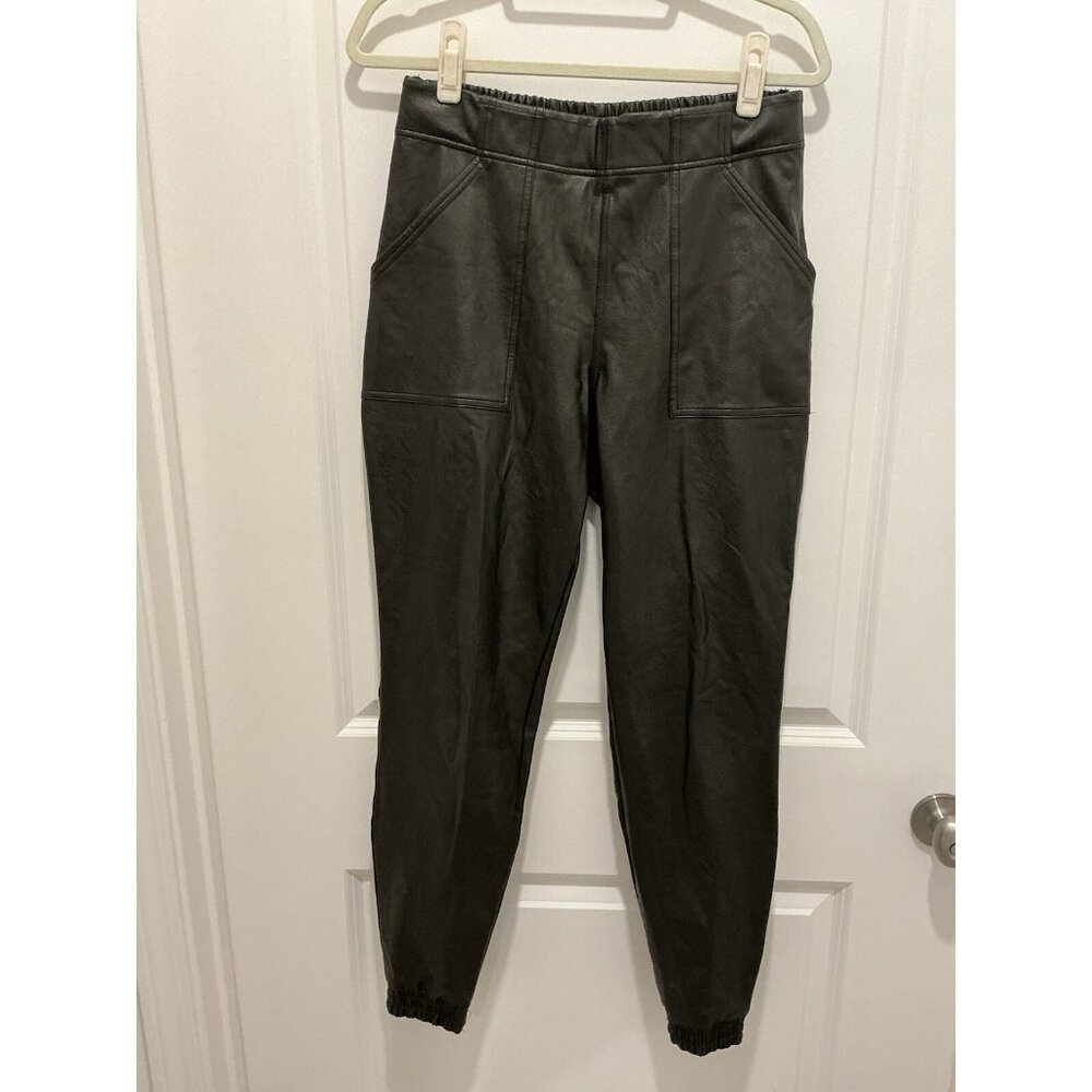 Spanx Faux Leather Size Large Jogger Pant Women's Black Pull On Stretch